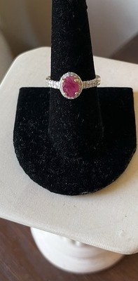 Sterling Silber Rotgold Vermeil Lab-created Pink Rubin GTS Halo Ring 8