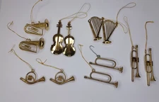 Brass Musical Instruments Christmas Tree Ornament Lot Of 12 Ornaments