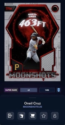 DIGITAL TOPPS BUNT Oneil Cruz MOONSHOTS 25 SUPER RARE SUPER MOON RELIC Read