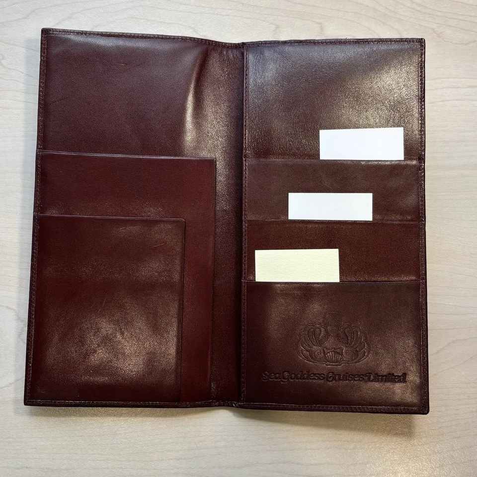 Vintage Burgundy Leather Card Holder Memorabilia Nostalgia Medium Wallet - Bild 3 von 4