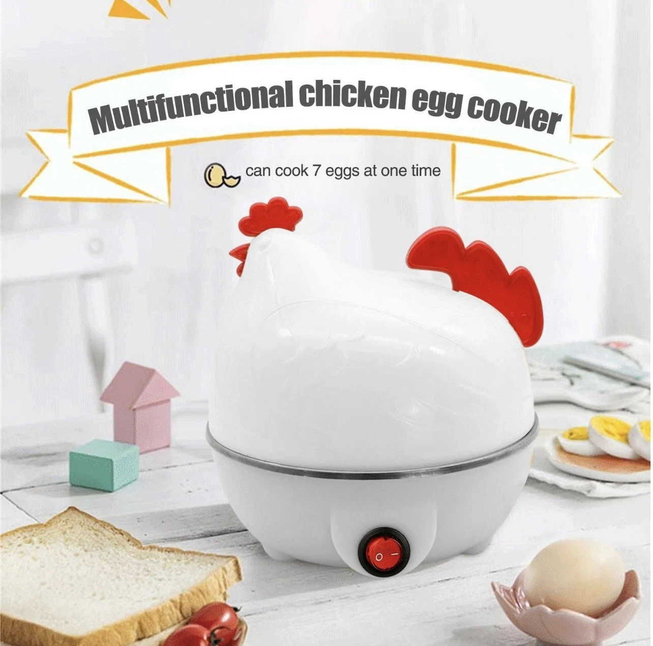 Egg Steamer 7-Egg Capacity Chicken Shape Electric Egg Boiler Steam Egg Boiler