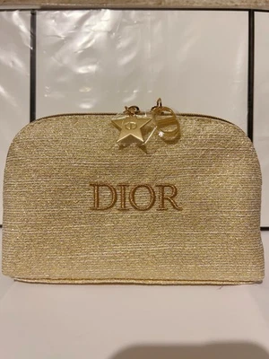 DIOR Beauty Gold Makeup Bag Pouch Novelty Holiday Christmas New Unboxed