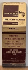 Freeport Lincoln-Mercury Company Freeport IL Illinois Vintage Matchbook Cover