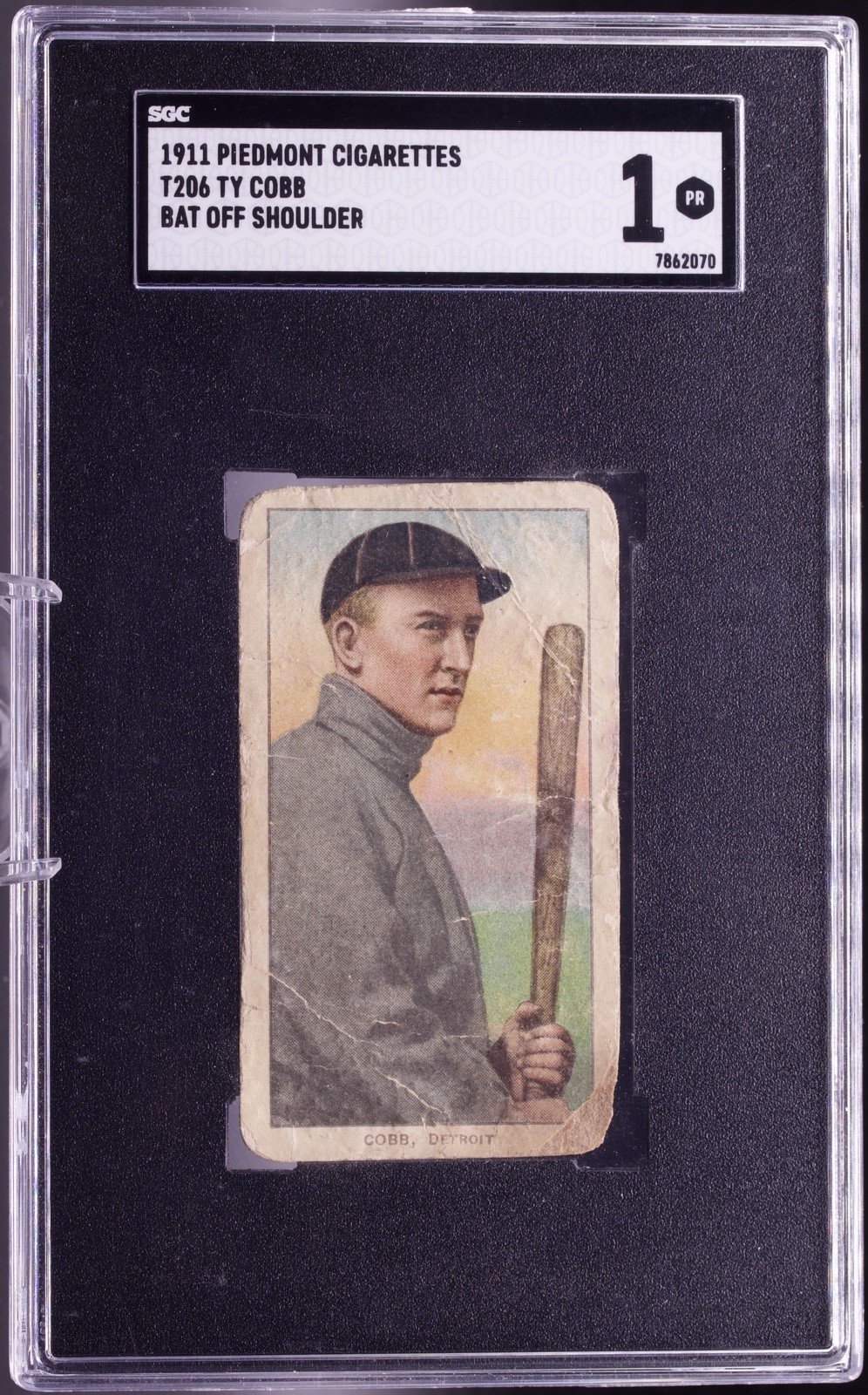 1911 T206 Piedmont Ty Cobb Bat Off Shoulder SGC 1 PR - 350-460 Subjects