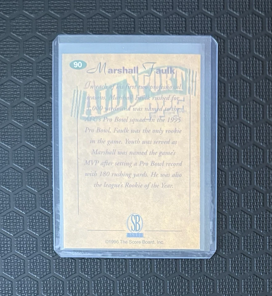 1996 Score Board All Sport PPF Marshall Faulk #90 HOF - Image 2 of 2