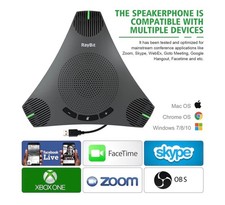 USB Speakerphone with Dual Hub - Conference Room Omnidirectional Microphone