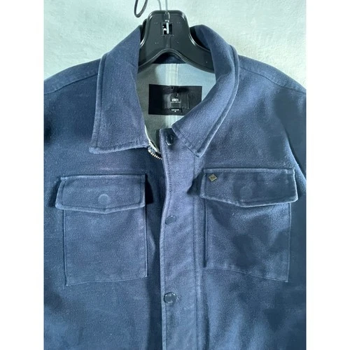 Obey Worldwide Mens M Navy Blue Zip Up Field Jacket Utility Coat Heavy Felt image 2