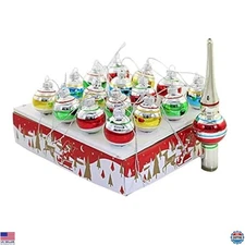 Kurt Adler 16-Piece Miniature Ornament & Treetop Set â€“ Perfect Holiday DÃ©cor!