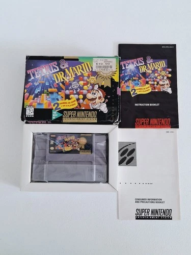 Tetris & Dr. Mario (Super Nintendo SNES, 1994) NTSC-U/C Complete In Box CIB