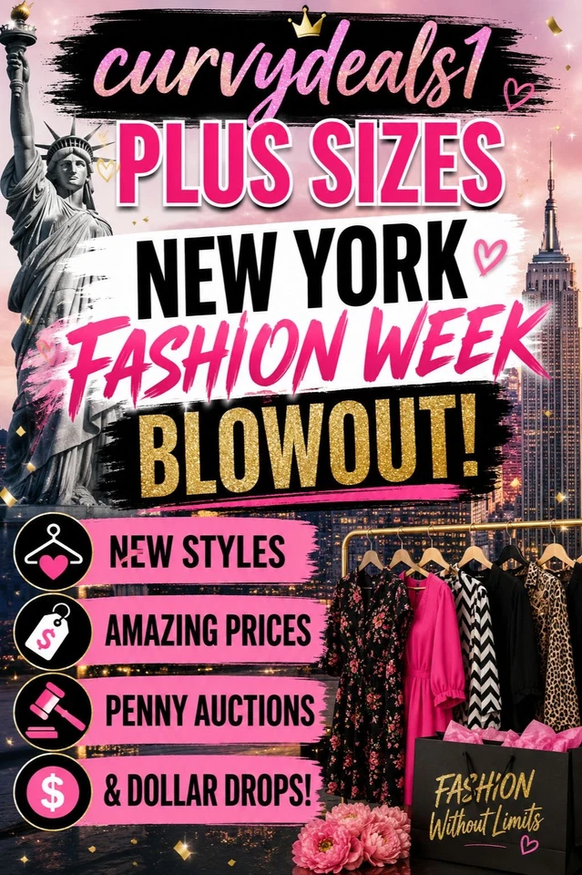 Plus Size New York Fashion Week!! Great Prices $1 Flashsales Penny Auctions