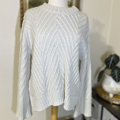 Crew Neck Chunky Knit Sweater Cream A New Day Size Large NWT Preppy Cottagecore
