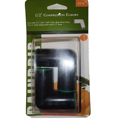 RAINDRIP INC Drip Watering Compression Elbow, 1/2-In. 2-Pk. R315C New In Box