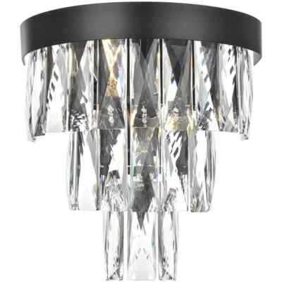 Crystal Wall Sconce Light Fixture Black Dining Room Bathroom or Bedroom 10.5''