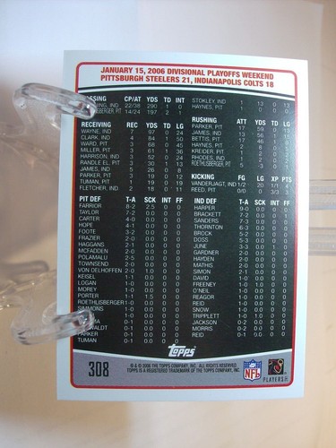 2006 Topps Football Card #308 Ben Roethlisberger HL (89140) - Picture 2 of 2