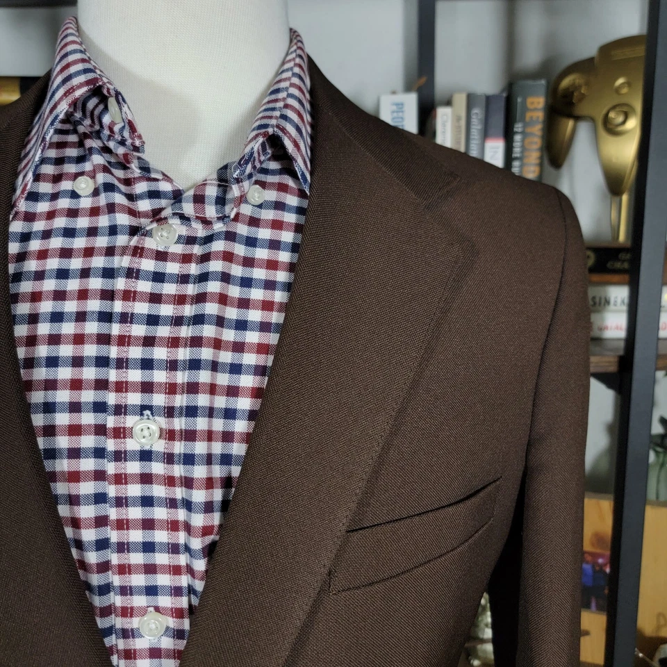 Levi's действие костюм мужской Blazer две кнопки твердый коричневый STA PREST размер 42L - Изображение 3 из 4