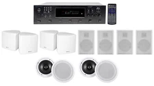 Technical Pro 6-Zone Home Theater Receiver+White Cube+Wall+8" Ceiling Speakers