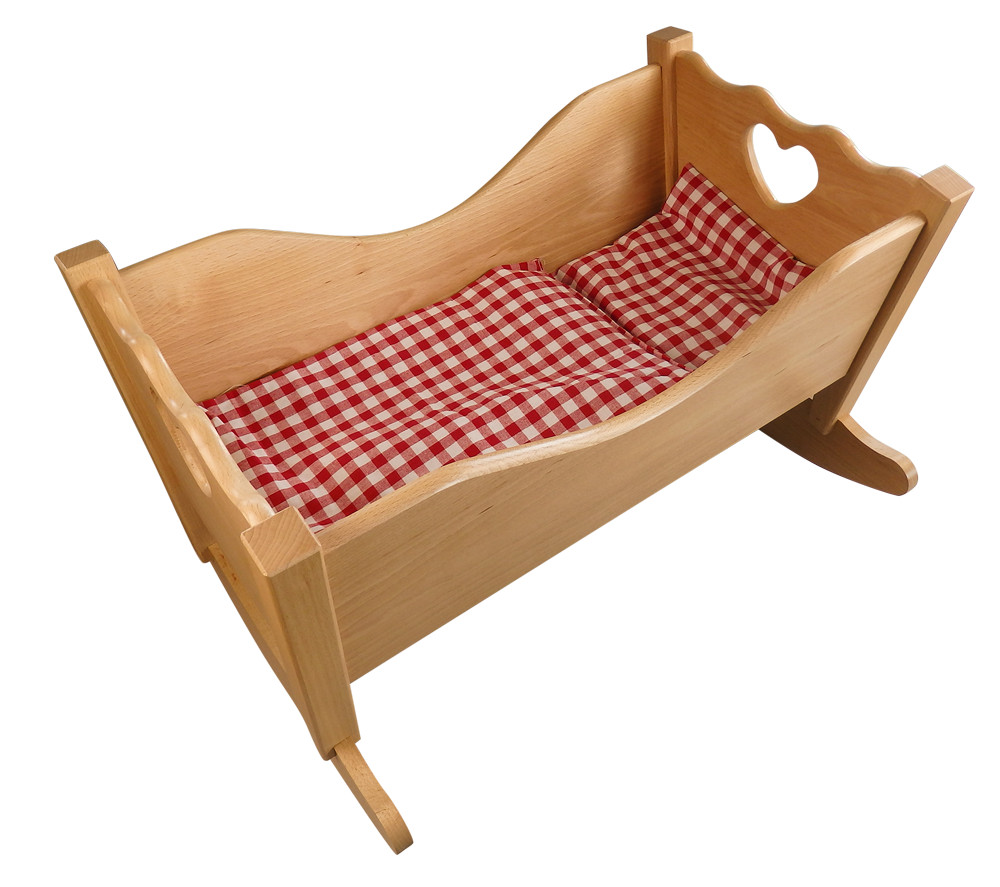 Puppenwiege aus Holz schadstofffrei, aus dem Erzgebirge