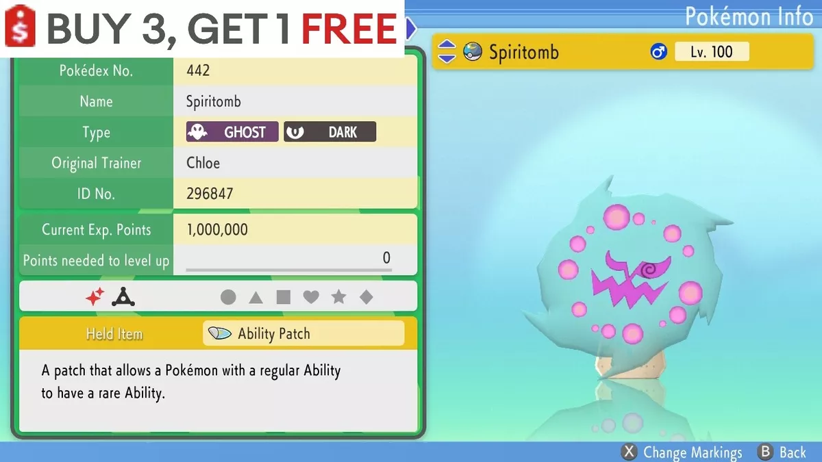 POKEMON SWORD and SHIELD ✨SHINY✨ Spiritomb w/ Best IVs. Any held item