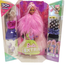 Barbie Extra 30 LOOKS Doll Pet, Flexible Joints, Pink Hair, Accesories NEW