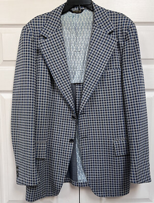 Lee Howard 60-70s Blazer Mens Jacket Plaid Polyester Knit Sport Suit