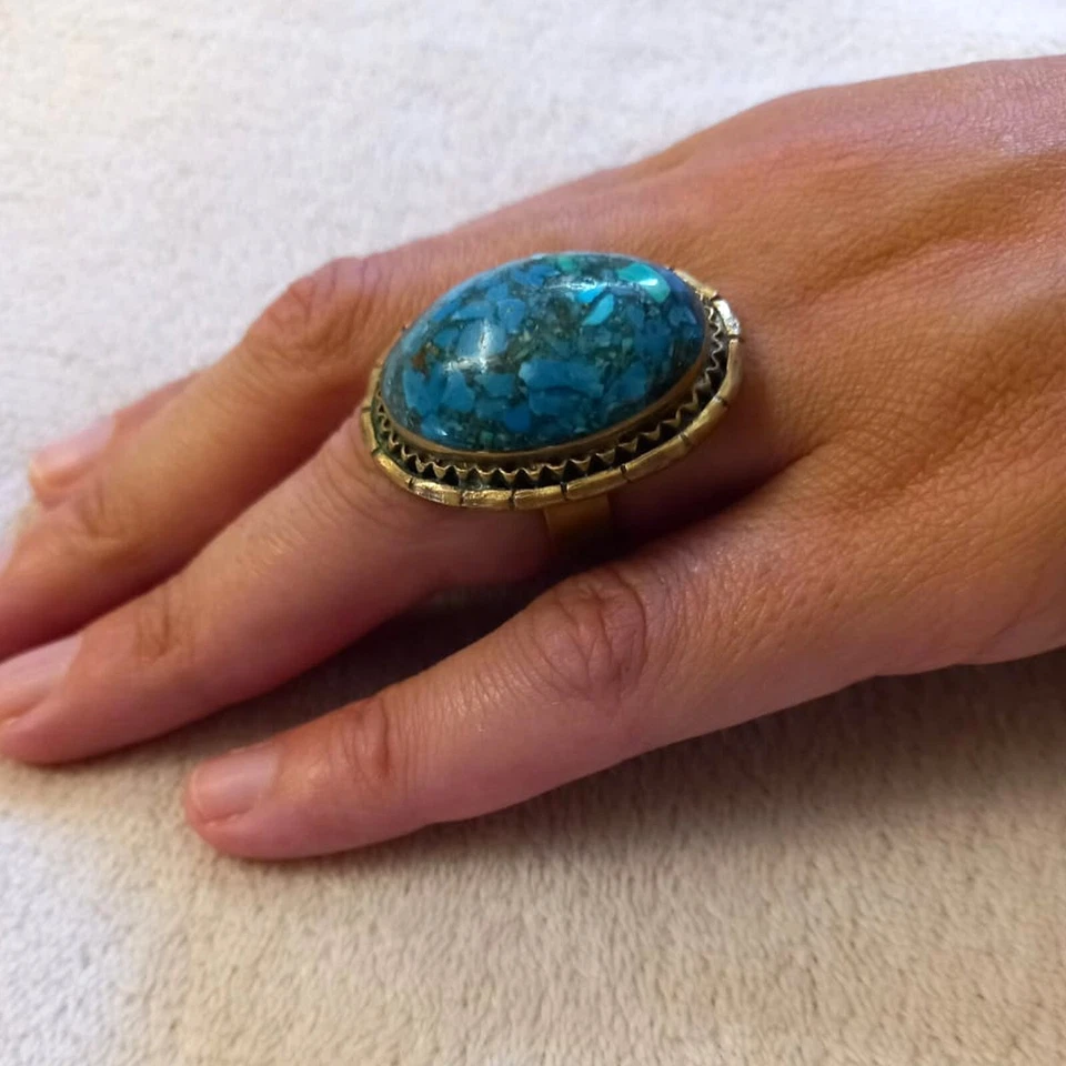 ANILLO VINTAGE MUJER LLAMATIVO PIEDRA AJUSTABLE Foto 2 de 4