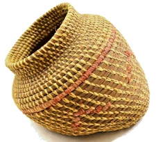 Native American Pine Needle Slant form wheat Stitch woven basket