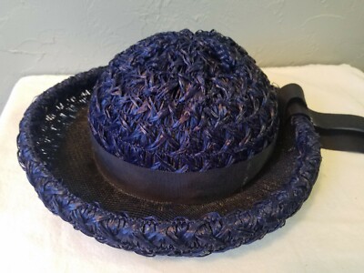 Union Made Woven Blue Hat with Double Blue Ribbons off the 