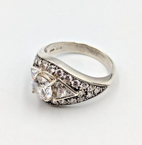 Vintage Sterling CNA Silver 925 Dominique Cubic Zirconia Cocktail Ring Sz 10