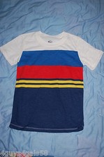 Boys S/S T-Shirt BOLD CHEST STRIPES Red Blue Navy Yellw White SIZE S 6-7 M 8-10