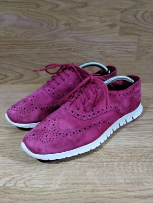 Cole Haan Shoes Womens 7.5 B Zero Grand Red Suede D15-BT Walking Lace Up