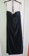 R M Richards Black Jersey Knit Halter Dress Rhinestone Buckle Grow Size 12 NWT