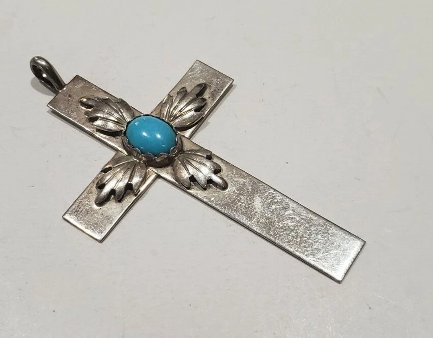 Vintage RY Sterling Silver 925 Turquoise Navajo Southwestern Cross