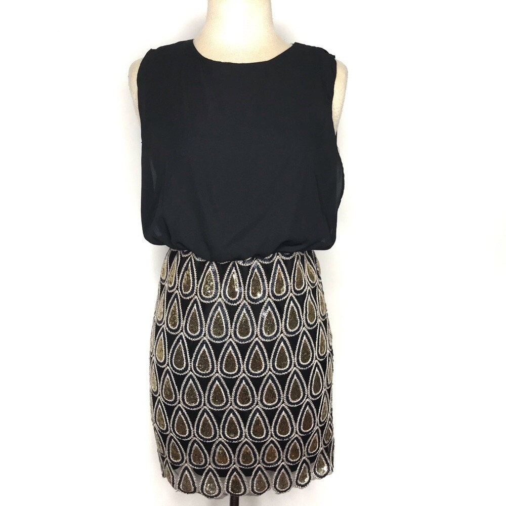 Boohoo Black Gold Sequin Skirt Dress Size 4 XS S | eBay