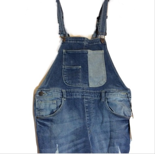 NWT Zara Girls Distressed Jean Overalls Sz 11-12 Blue - Picture 2 of 9