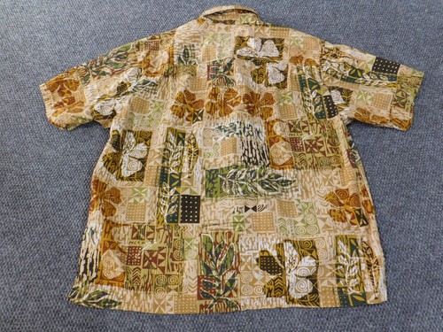 kahala hawaiian shirt 2XL beige floral mens button up casual island retro - 第 9/12 張圖片