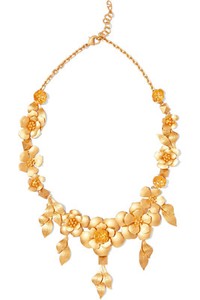 Authentic VALENTINO GARAVANI "FLOWER" GOLD PLATED METAL NECKLACE Sz. N/A