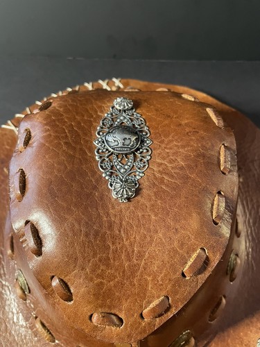 Hat Leather Biker,Hippie Style Vintage Rustic Finished - Picture 4 of 7
