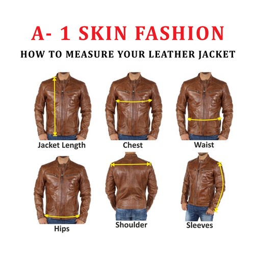 A1 Skin Fashion Lambskin Leather Biker Jacket in Black for  Men's - Picture 4 of 5