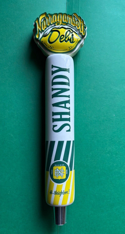 RARE NARRAGANSETT DEL'S SHANDY BEER BAR TAP HANDLE PROVIDENCE RHODE ISLAND