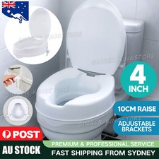 Raised Toilet Seat With Lid 10cm Rise Portable Home Aid Safety Riser Elderly AUS