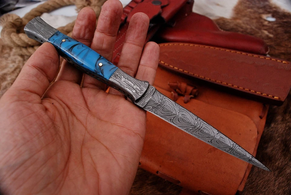 CUCHILLO DAMASCO CAZA SUPERVIVENCIA CAMPING DOBLE FILO CUCHILLO DE PESCA FULL ESPIG PRO Foto 3 de 4