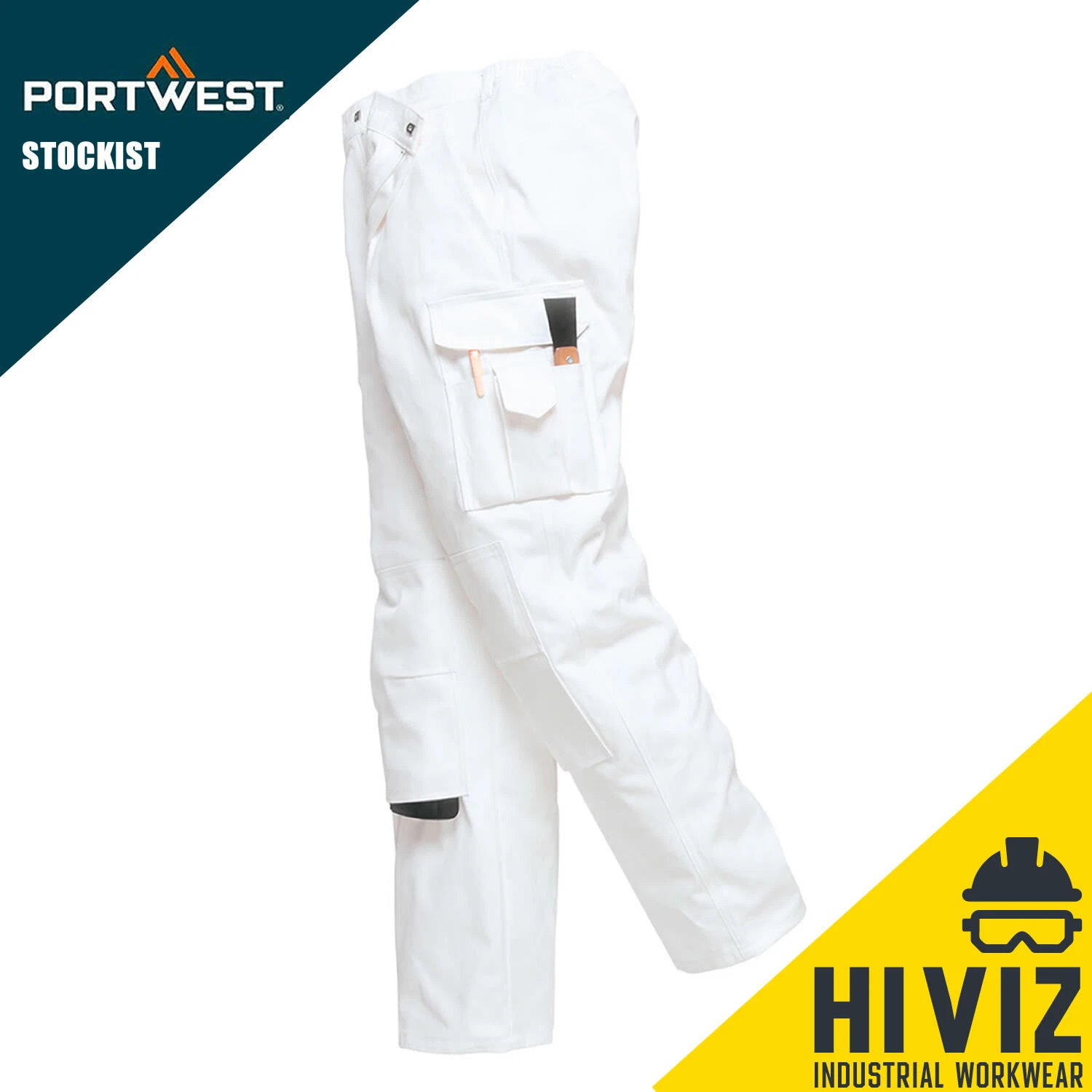 Painters Trousers Multi & Knee Pad Pockets White Work Pants Cotton Workwear
Opens in a new window or
