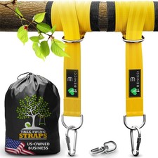 Safe Tree Swing Hanging Kit Set Of 2 - 10ft Long Straps With Two Alloy Carabin