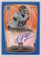 2014 Bowman Rookie Chrome Refractor Blue Border 86/99 Loucheiz Purifoy Auto 0f8