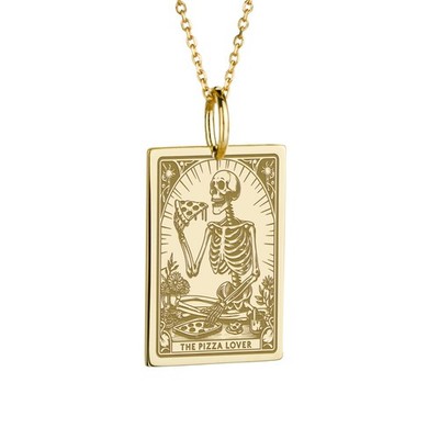 14K Gold Pizzaliebhaber Halskette, lustiger Feinschmecker Schmuck, graviert Komfort Essen Charm