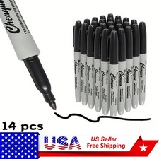 14-Pack Black Markers, Medium Tip for Fine Lines, High-Quality Quick-Drying Ink