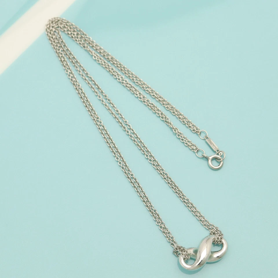 Tiffany & Co. Infinito Doble Cadena Collar Colgante 16.1" Plata de Ley 925 Foto 2 de 4