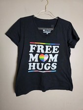 Pride "Free Mom Hugs" V-Neck Tee Size Medium