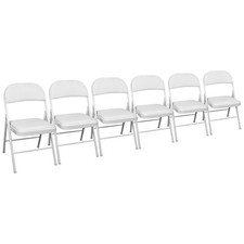 White Folding Faux Leather Chairs Padded Event Seats Hall Guest Seating