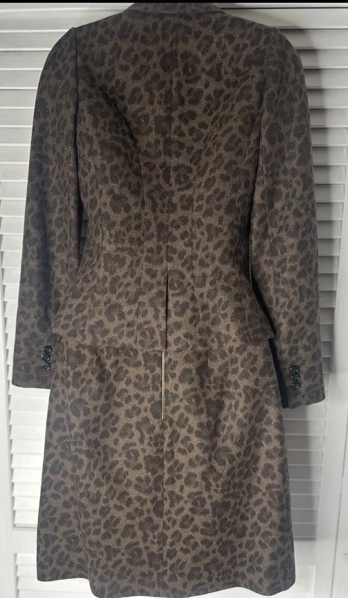 Blazer Chaqueta y Volantes Rebecca Taylor Lana Estampado Leopardo Falda Lápiz Traje 4 Foto 4 de 4